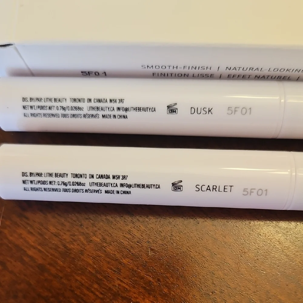 Lithe Soft Fill Lip Pencil Duo Set NIB 5F01 Dusk & Scarlet Smooth Natural Vegan